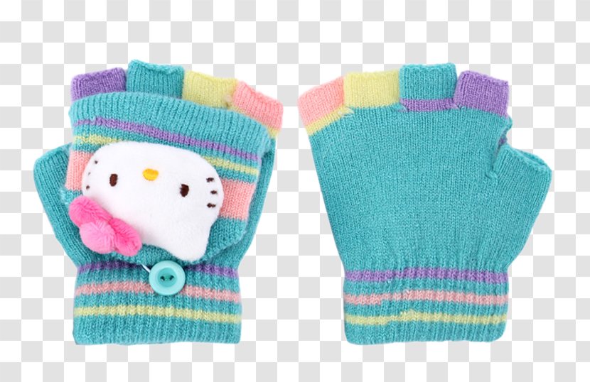 Glove Hello Kitty Wool - Cat - Blue Woolen Gloves Transparent PNG