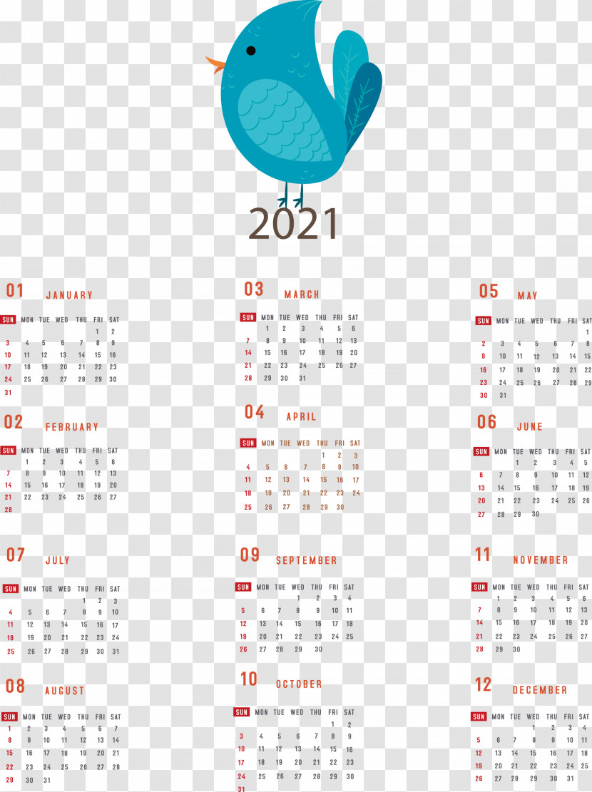 Printable 2021 Yearly Calendar 2021 Yearly Calendar Transparent PNG