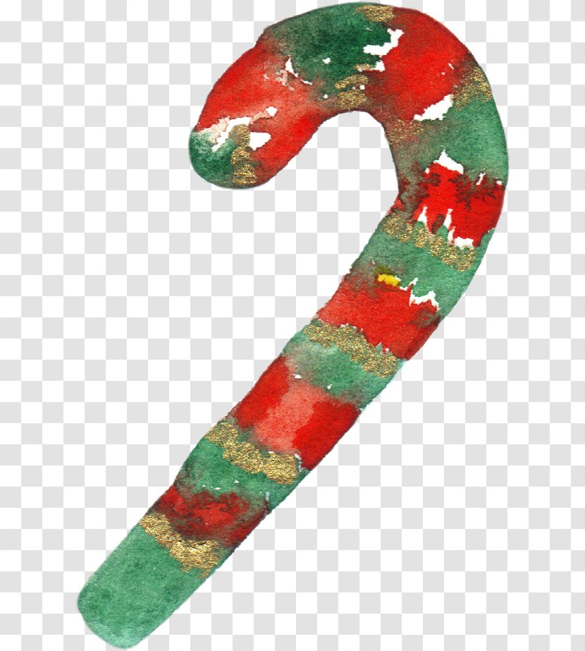 Candy Cane Santa Claus Christmas - Walking Stick - Hand-painted Transparent PNG