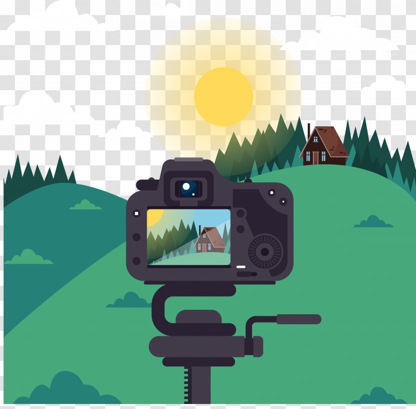 Photography Illustration - Green - Shoot Camera Outskirts Scenery Vector Material Transparent PNG