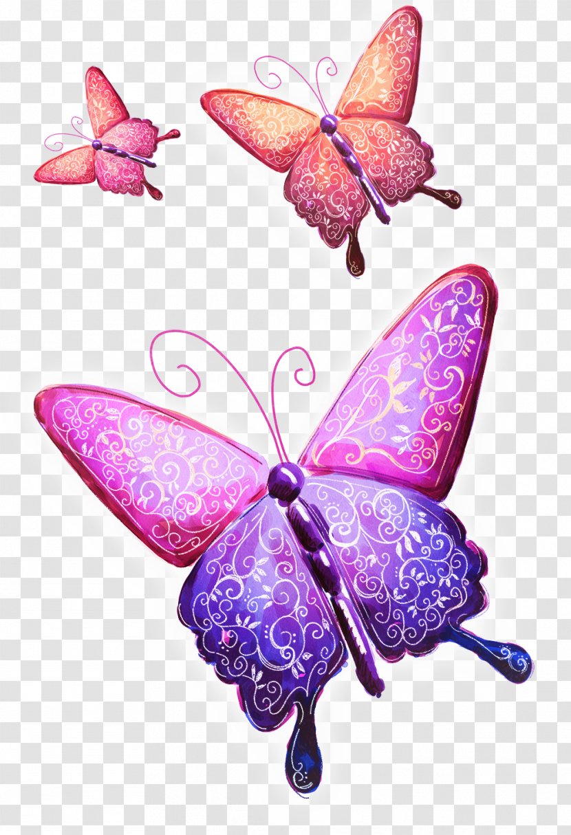 Flower Floral Design Brush Illustration - Creative Colorful Butterfly Transparent PNG