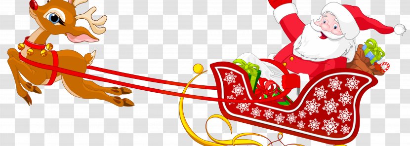 Santa Claus Reindeer Sled Clip Art - Fictional Character - And Transparent PNG
