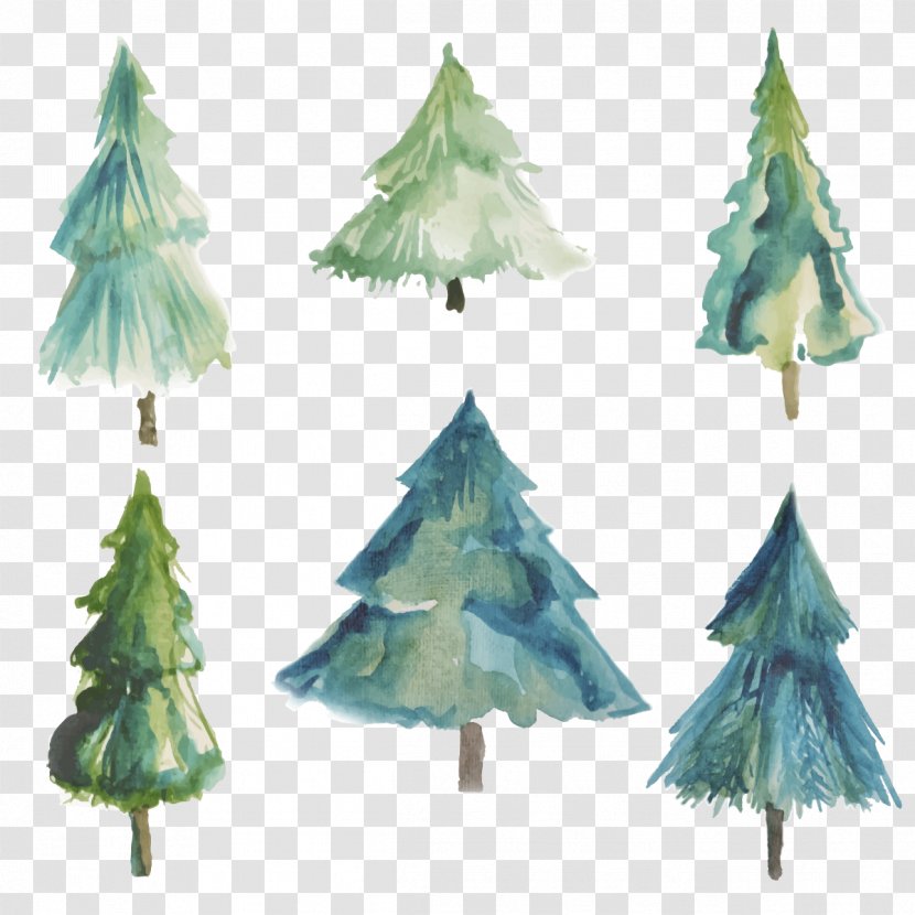 Christmas Tree Watercolor Painting - Gift Transparent PNG