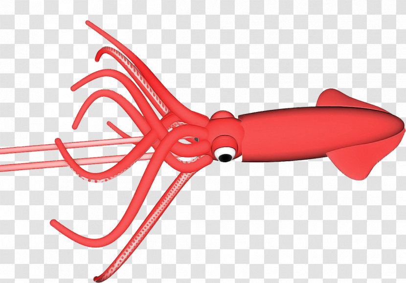 Red Squid Octopus Pliers Seafood Transparent PNG
