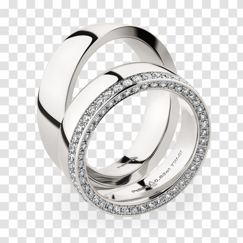 Wedding Ring Silver Brilliant Diamond - Engagement Transparent PNG