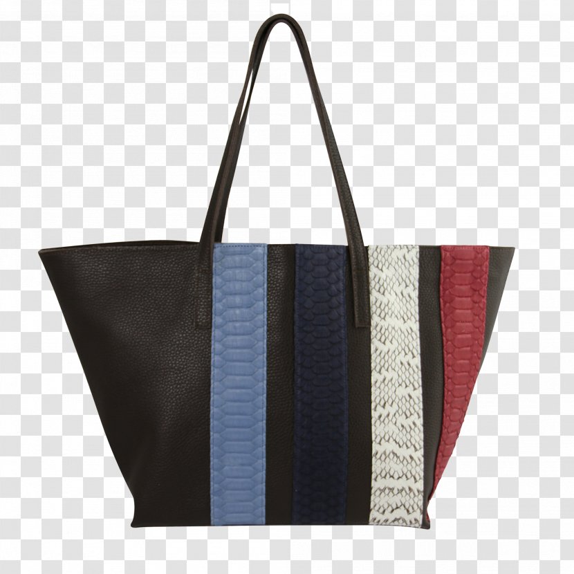 Tote Bag Paige Gamble Leather Handbag - Black - Brown Stripes Transparent PNG