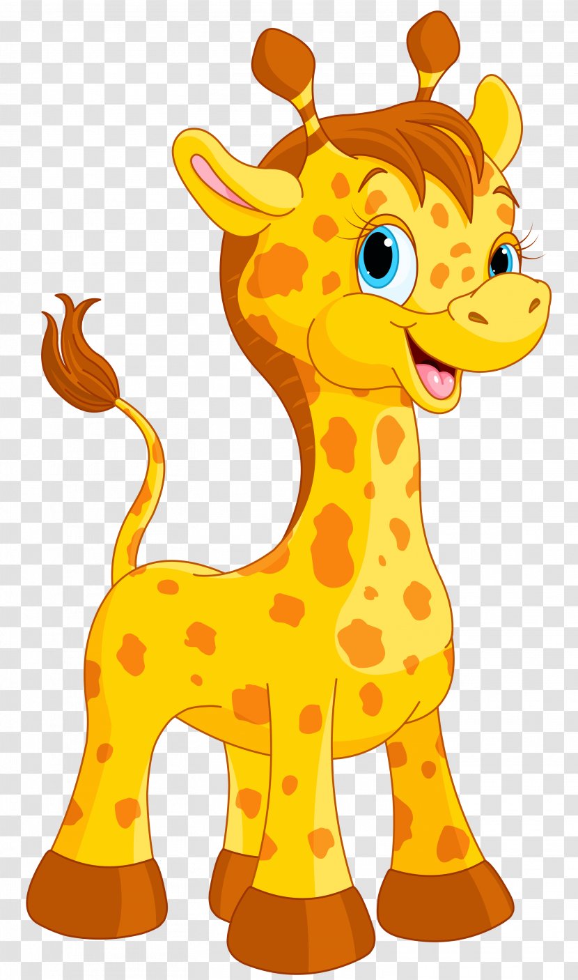 Giraffe Cartoon Drawing - Orange - Cute Clipart Image Transparent PNG