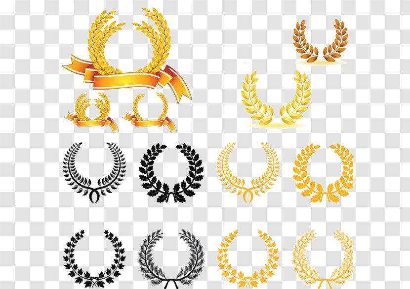 Olive Branch Laurel Wreath Gold - Body Jewelry - Wheat Pattern Transparent PNG