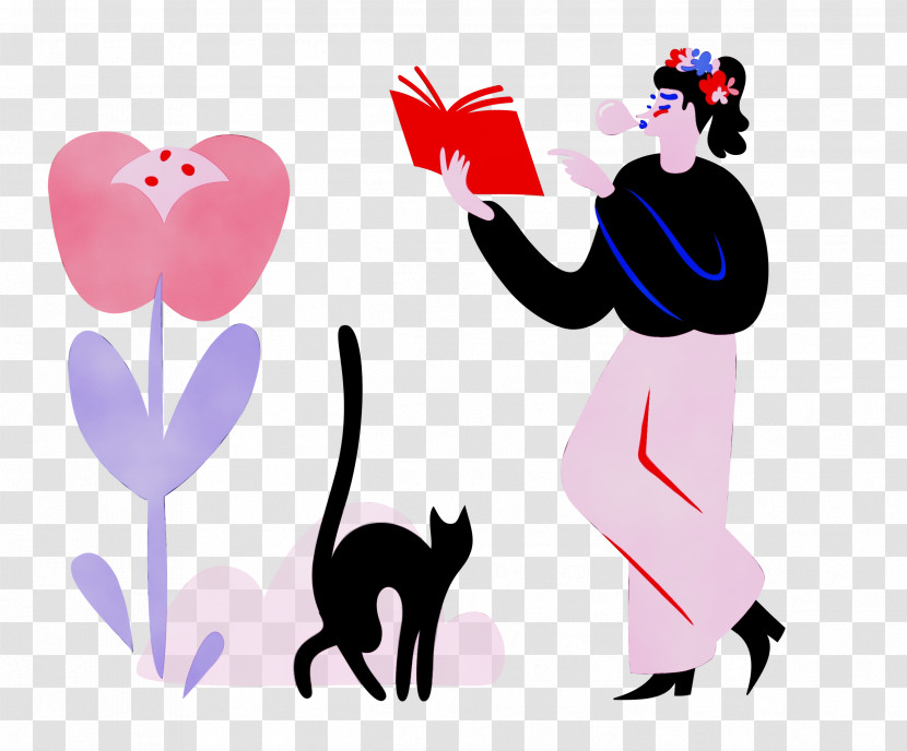 Cat Cartoon Heart Character Human Transparent PNG