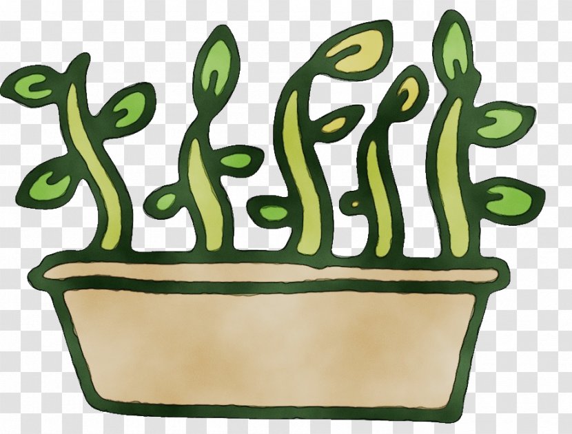 Watercolor Garden - Flowerpot Plant Transparent PNG