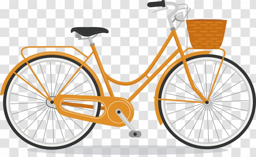 City Bicycle Step-through Frame Kickstand Cycling - Shop - Orange Lady Bike Transparent PNG