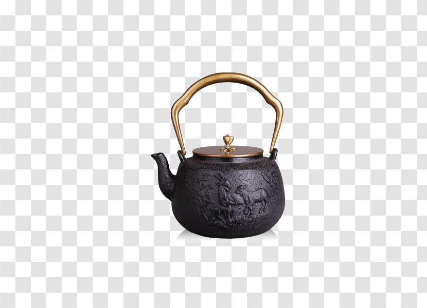 Coffee Kettle Teapot - Induction Cooking - Auspicious Beginning Cast Iron Transparent PNG