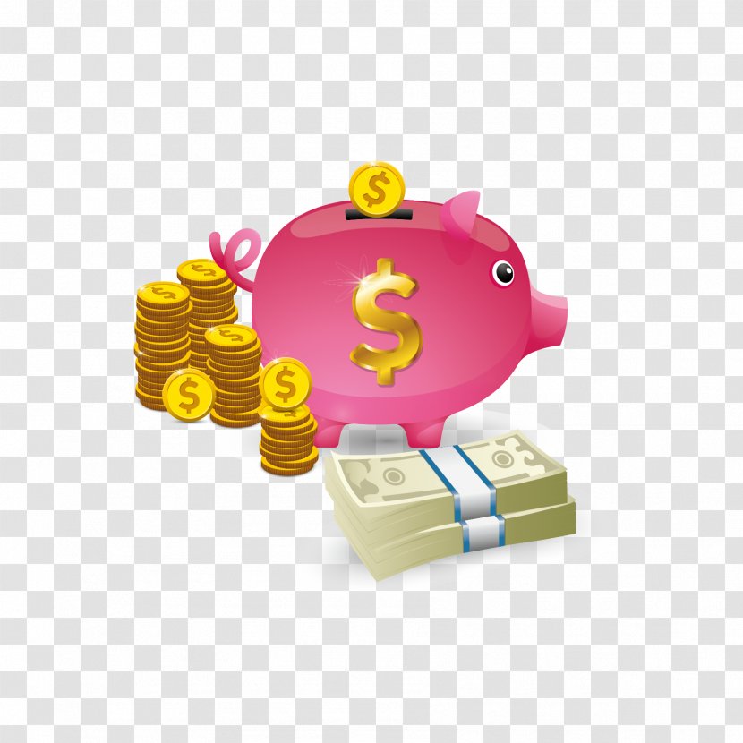Piggy Bank Coin - Saving - Vector Save Pot And Gold Transparent PNG