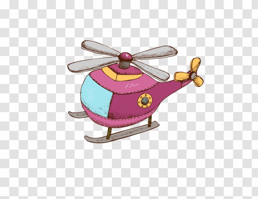 Helicopter Airplane Cartoon - Painted Transparent PNG
