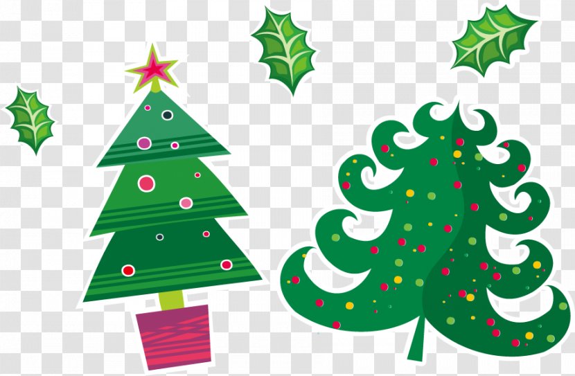 Christmas Tree Stencil Card Ornament - Vector Green Cartoon Transparent PNG