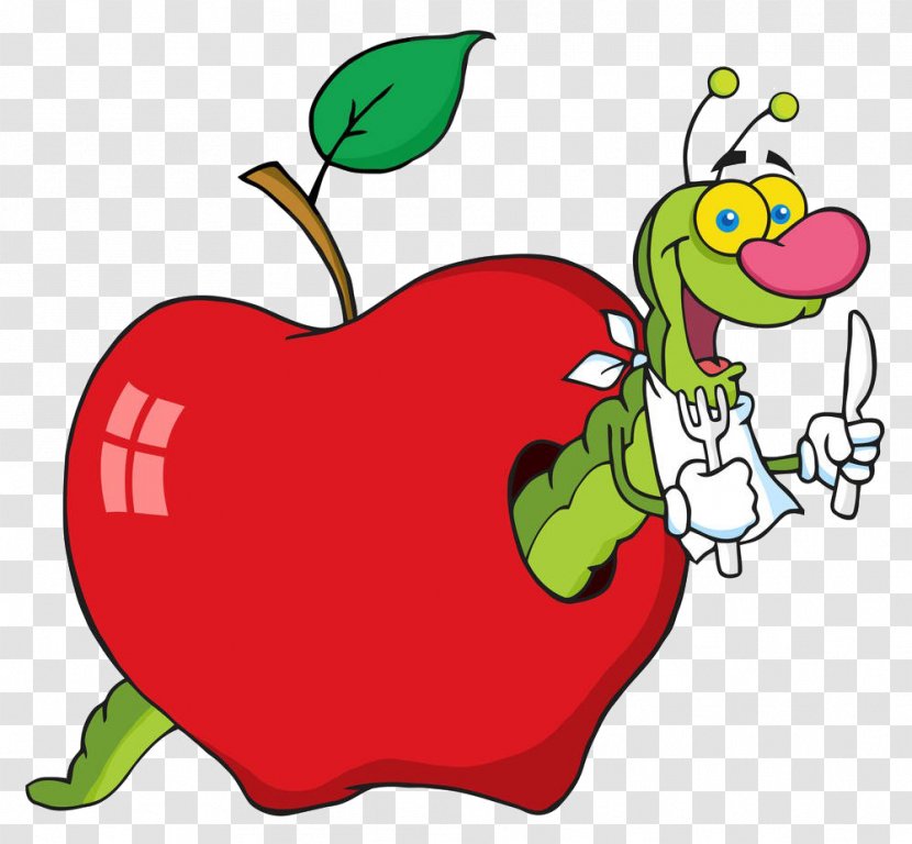 Worm Apple Clip Art - Watercolor - Cartoon Bugs Transparent PNG