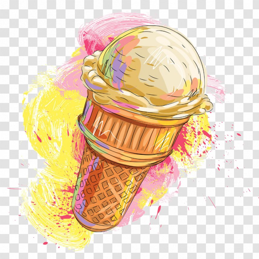 Ice Cream Cone Milkshake Biscuit Roll Chocolate - Vanilla - Painted Transparent PNG