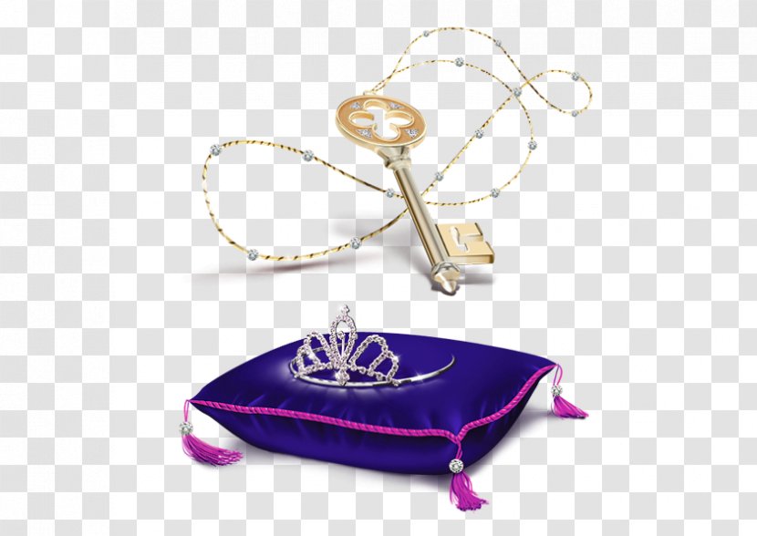 Crown Pillow Clip Art - Purple - Golden Key Transparent PNG