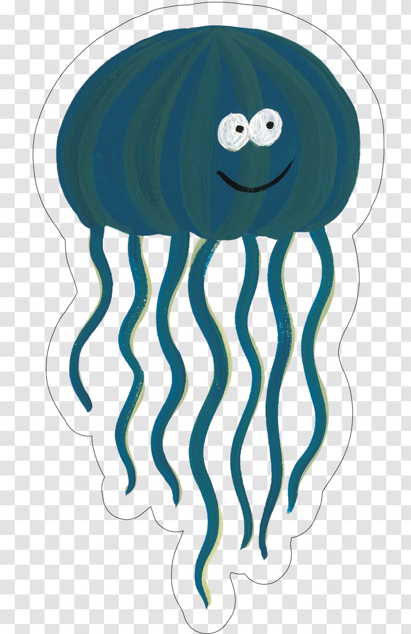 Jellyfish Turquoise Cartoon Line Art Marine Invertebrates - Smile Cnidaria Transparent PNG