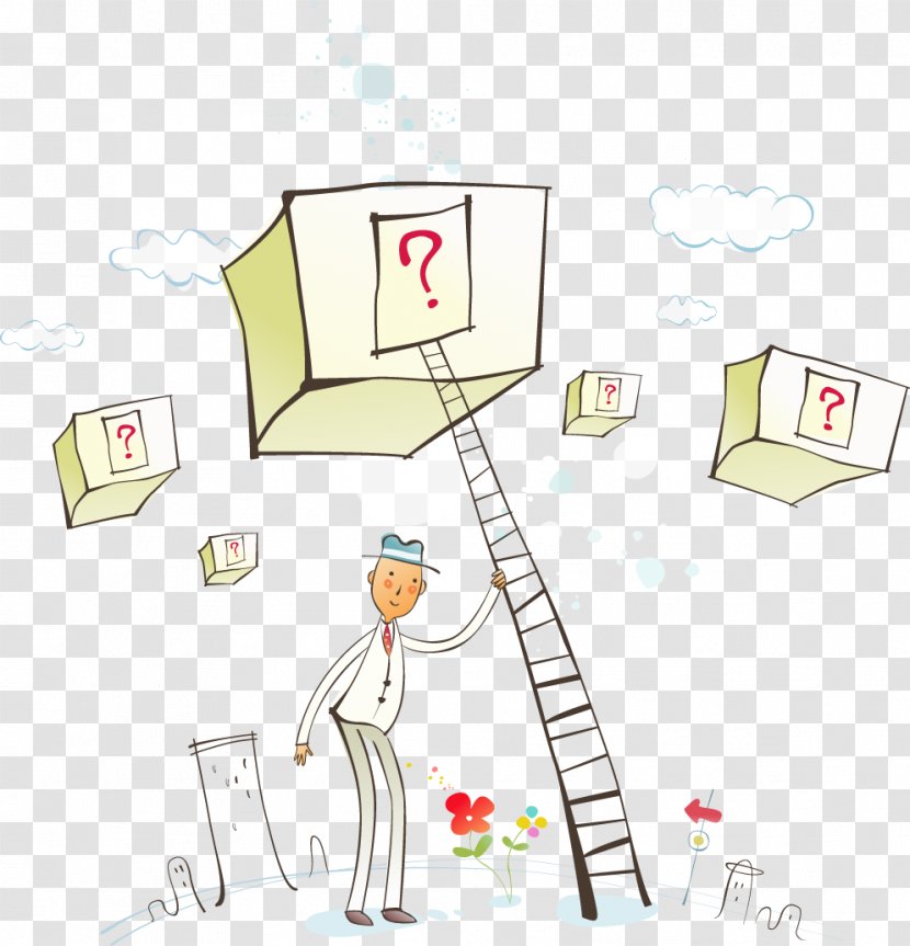 Cartoon Illustration - Question Mark - Stairs Creative Vector Transparent PNG