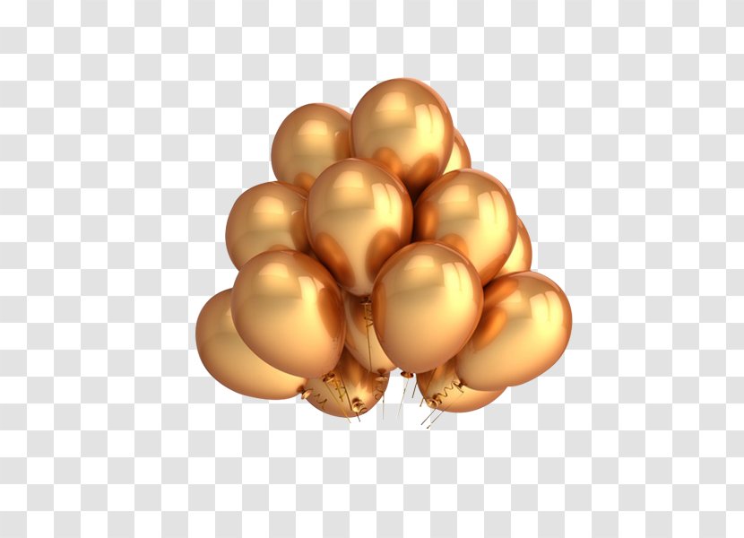 Balloon Gold Party Birthday Metallic Color - Confetti - Lightweight Transparent PNG