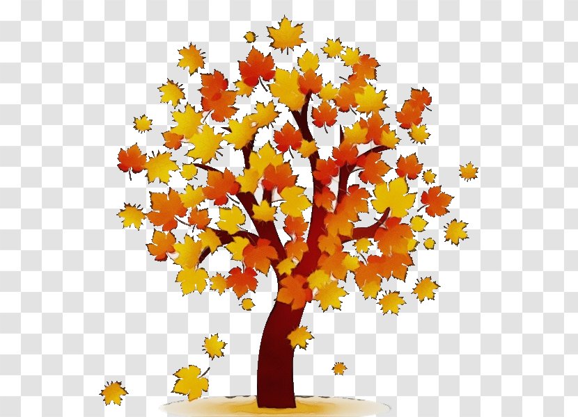 Tree Yellow Leaf Plant Woody - Paint - Autumn Flower Transparent PNG