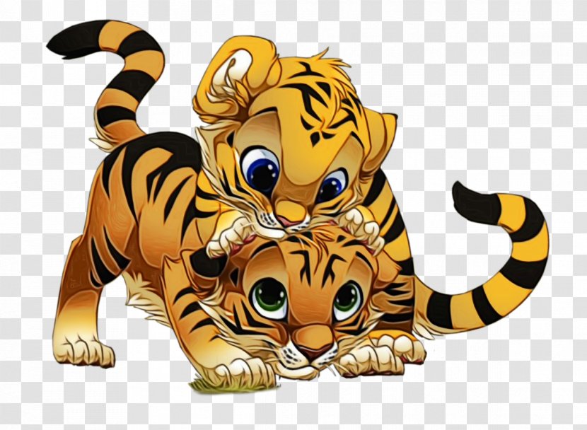 Animated Cartoon Tiger Clip Art Terrestrial Animal - Wildlife - Figure Transparent PNG