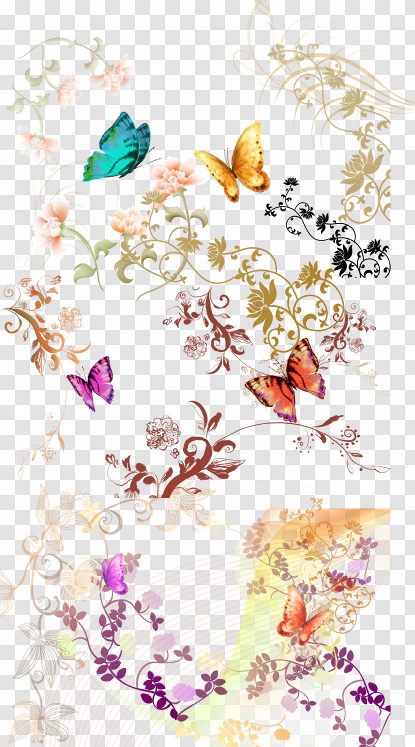 Butterfly Download Pattern - Branch - Romantic Transparent PNG