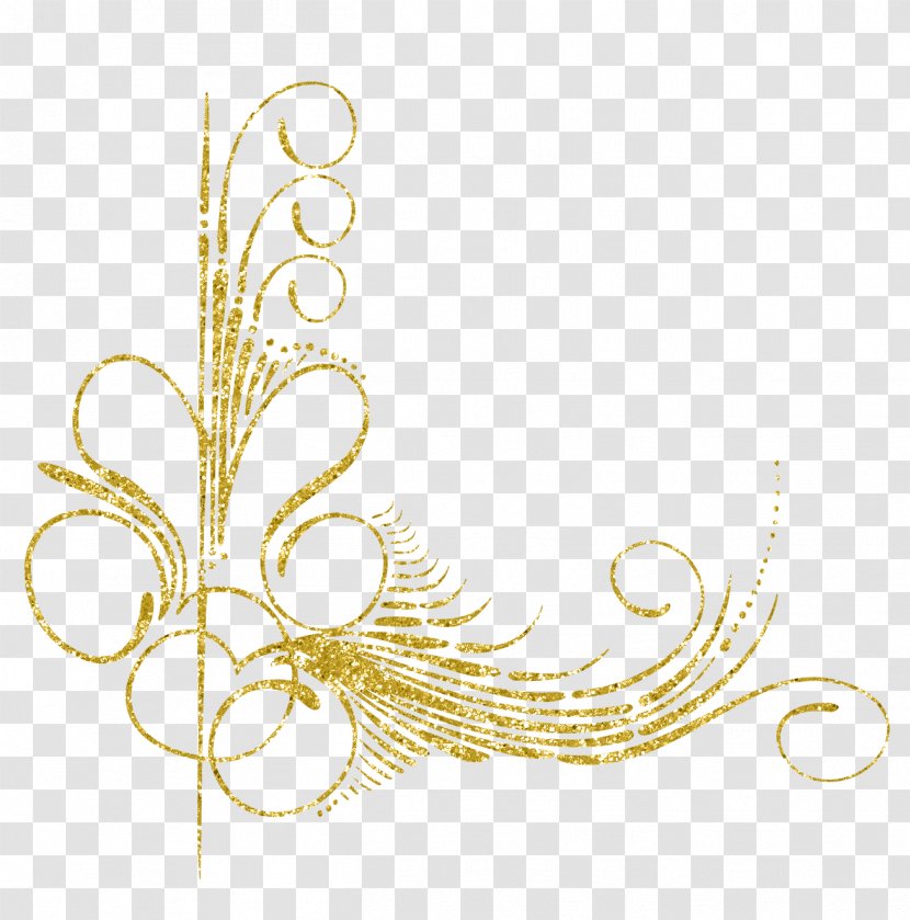 Motif Feather Ornament - Gold - Decorative Motifs Transparent PNG