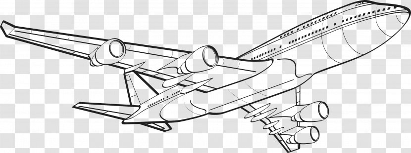 Airplane Drawing Flight Line Art Clip - Silhouette - Aircraft Transparent PNG