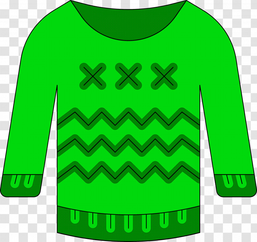 Green Clothing Sweater Sleeve T-shirt Transparent PNG