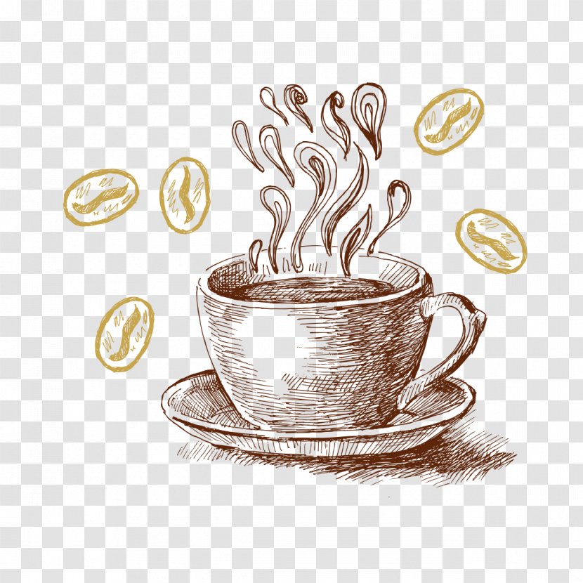 Coffee Latte Tea Cappuccino Cafe - Coffeemaker - Hand-painted Transparent PNG