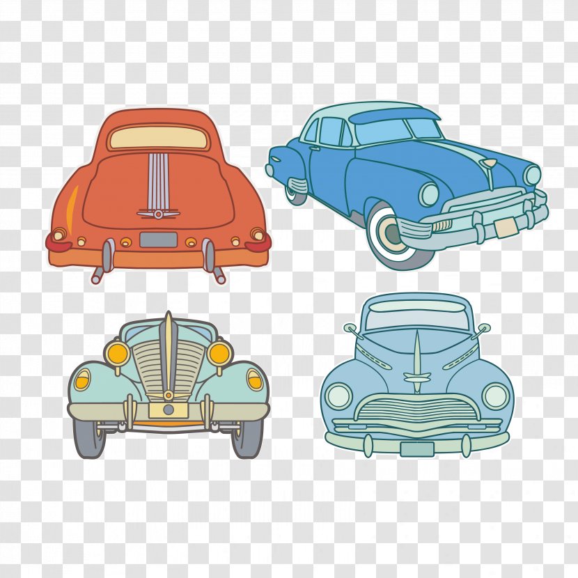 Vintage Car Illustration - Compact - Vector Hand-painted Transparent PNG