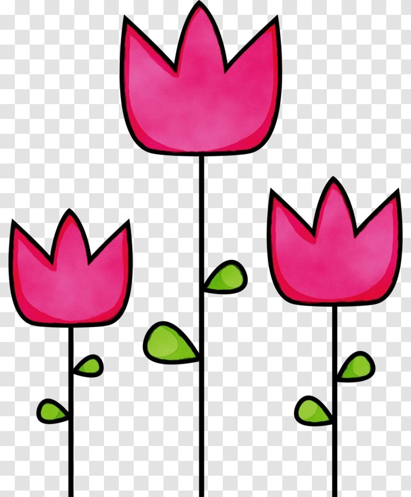 Pink Flower Cartoon - Lady Tulip - Plant Leaf Transparent PNG