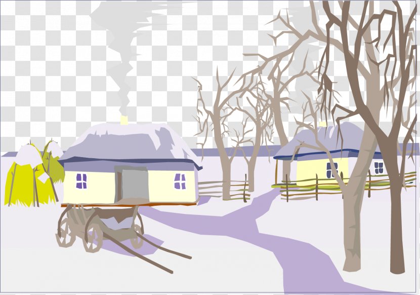 Winter Picture Book - House - Vector Hand-painted Village Transparent PNG