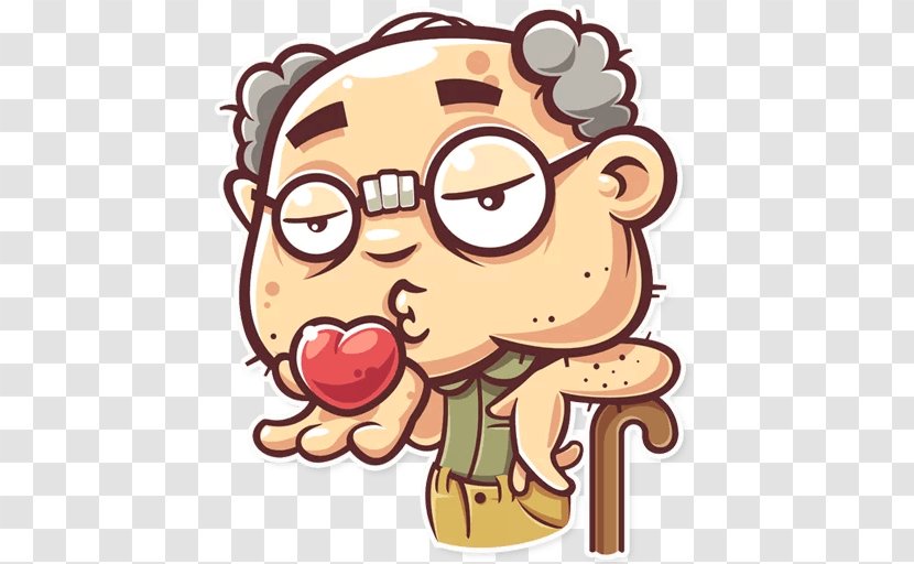 Sticker Telegram Grandfather Nose Clip Art - Heart - Grandpa Transparent PNG