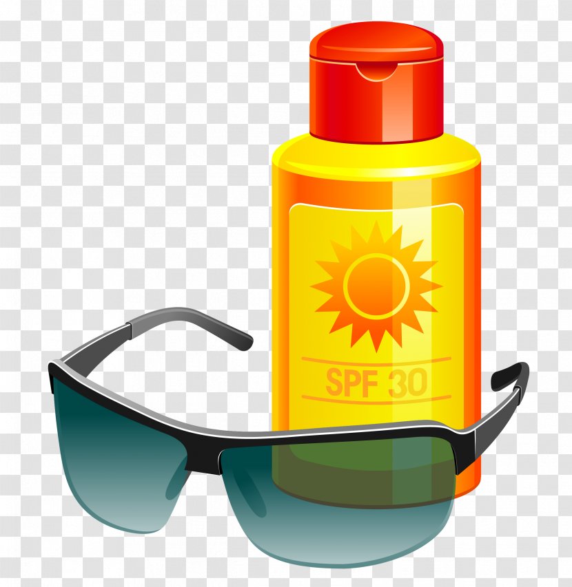 Sunscreen Lotion Sun Tanning Clip Art - Eyewear - And Sunglass Vector Clipart Transparent PNG