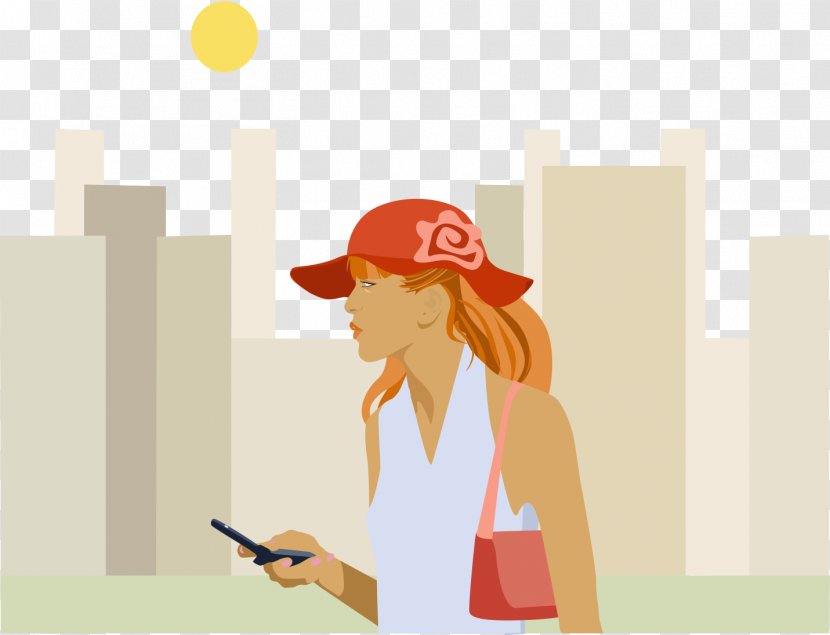 Telephone Woman - Flower - Call The City's Fashionable Women With Hat Transparent PNG