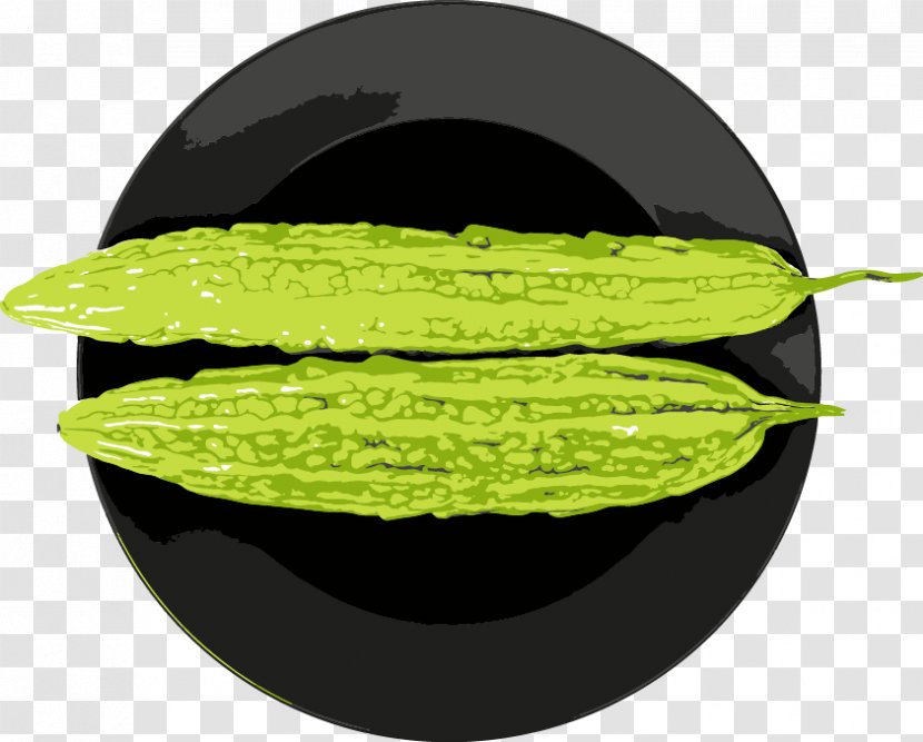 Bitter Melon Egusi Leaf Vegetable - Food - On A Black Plate Transparent PNG