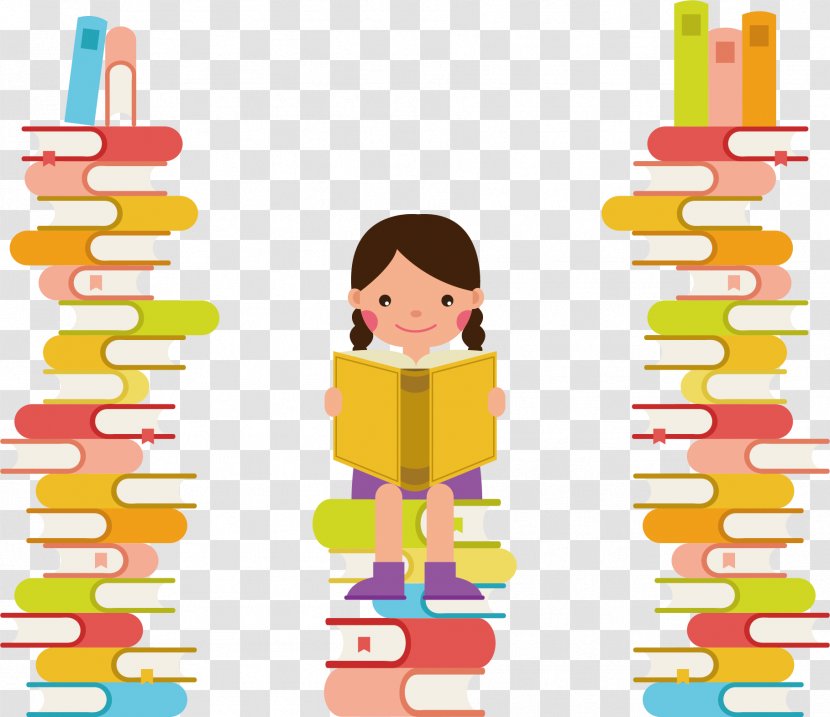 Poster Book - Tree - Vector Girls Reading In The Library Transparent PNG