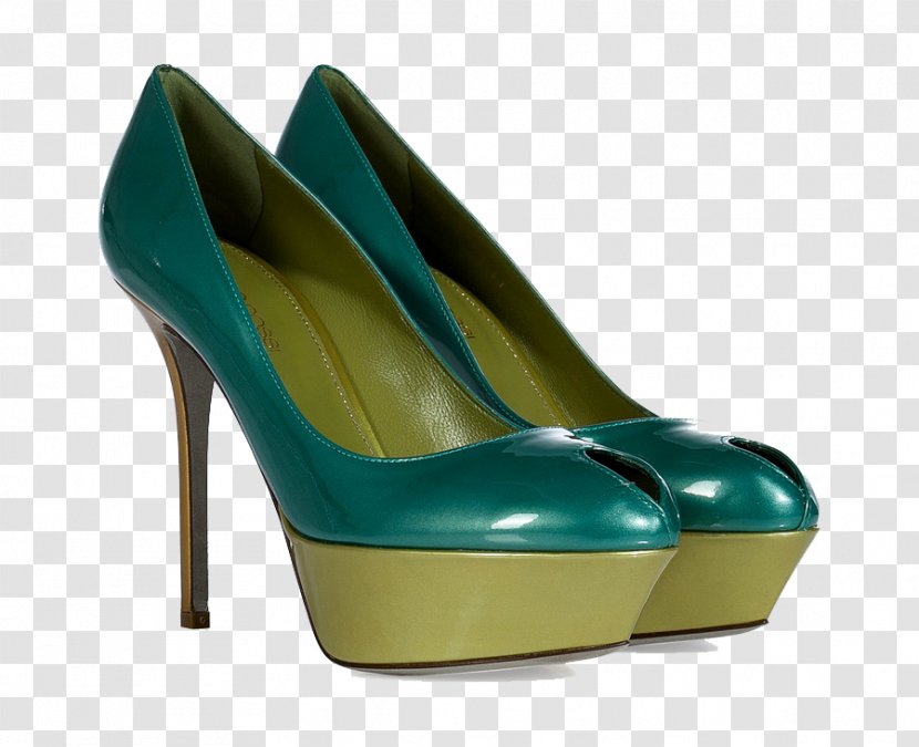 Green Peep-toe Shoe Court High-heeled - Platform - Peeptoe Transparent PNG