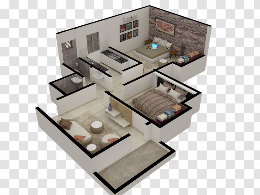 3D Floor Plan House - Scandinavian Design Transparent PNG