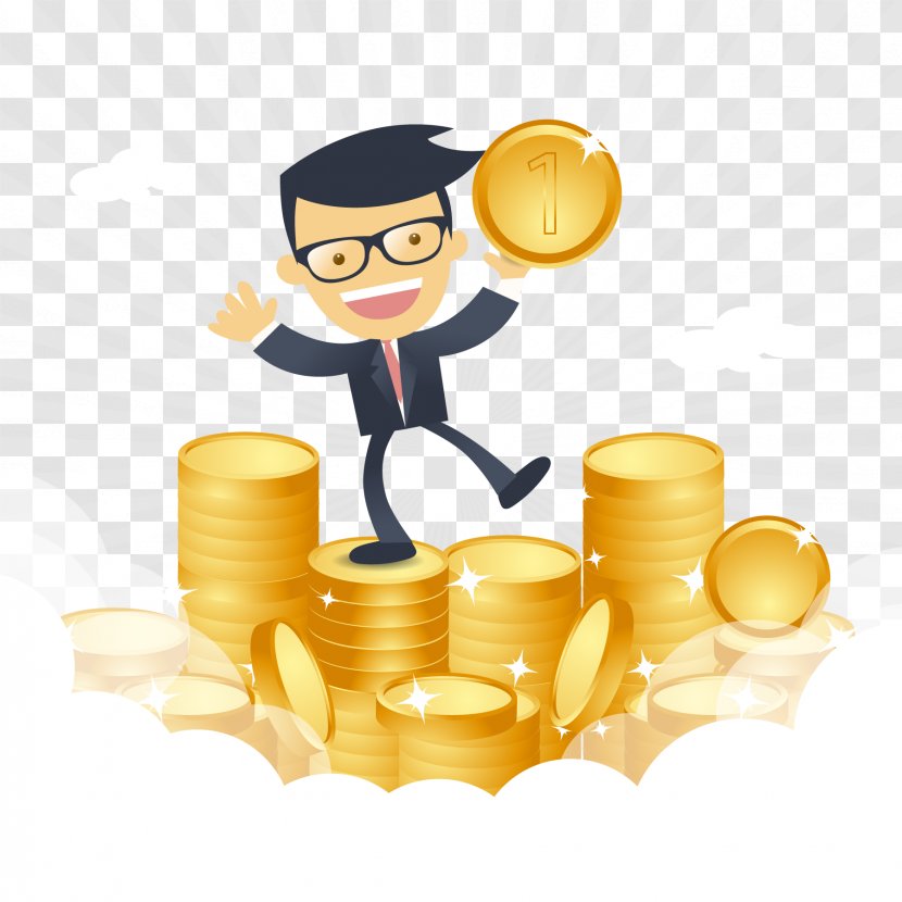 Happy Businessman With Money Vector - Product - Coin Transparent PNG