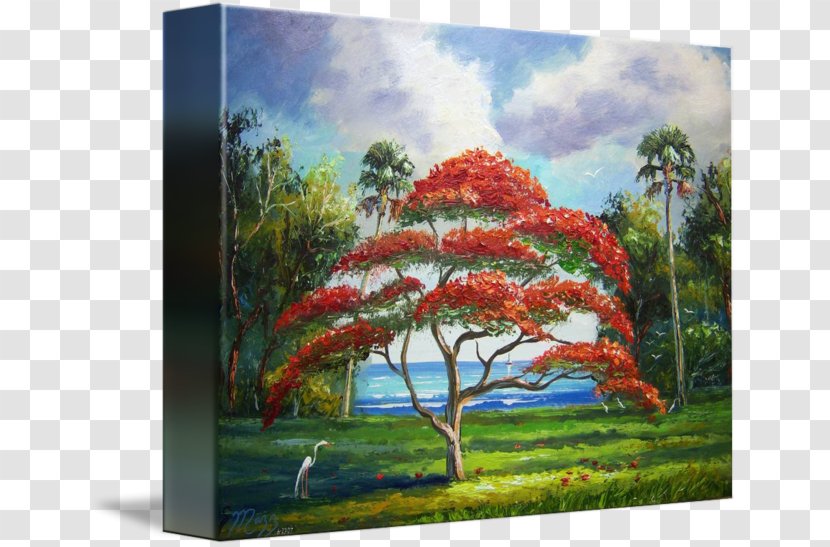 Paper Oil Painting Reproduction Artist Tree Royal Poinciana Transparent PNG