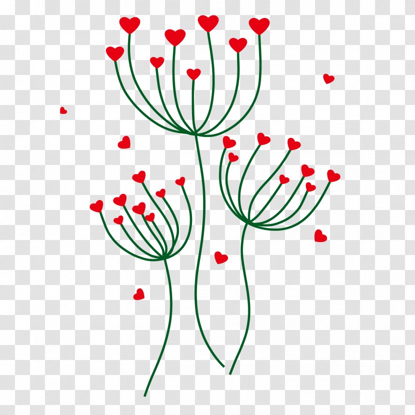 Euclidean Vector Stock Illustration - Flowering Plant - Red Love Flowers Dandelion Shape Transparent PNG
