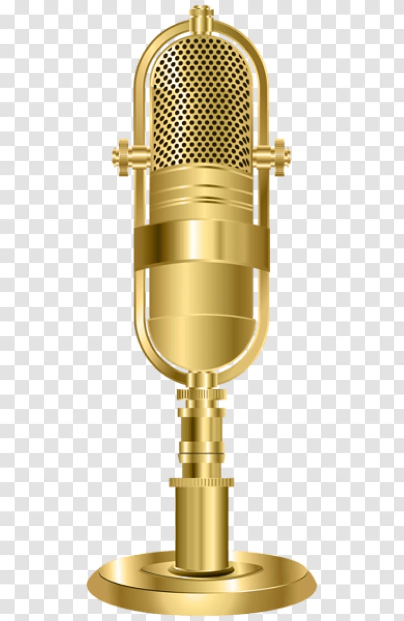 Microphone Clip Art Image Sound - Recording Studio - Golden Transparent PNG