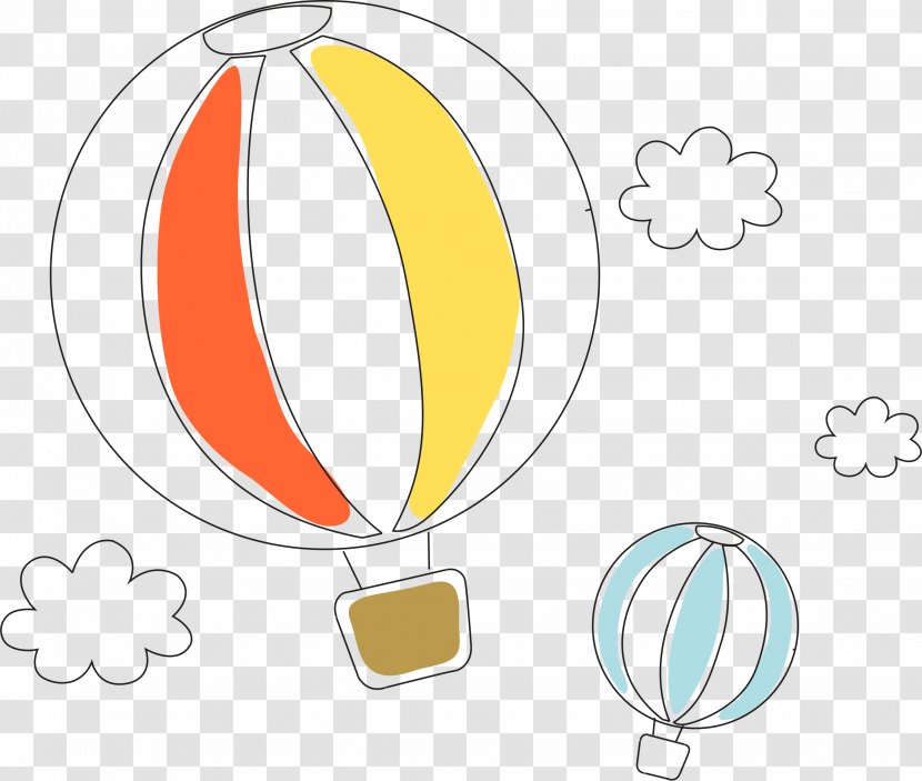 Cartoon Illustration - Yellow - Hot Air Balloon Vector Simple Hand-drawn Artwork Transparent PNG