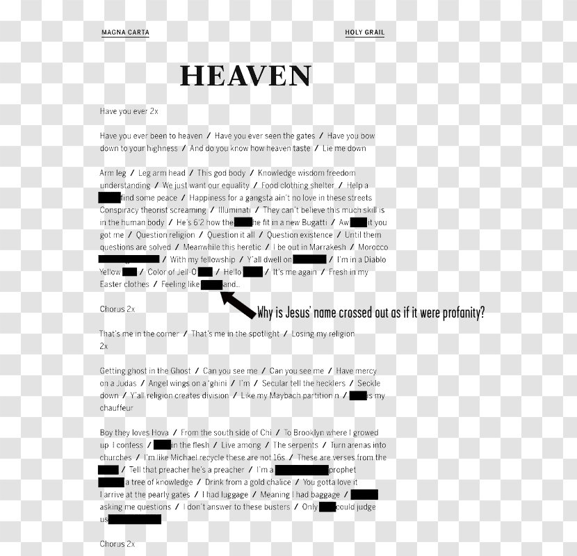 Heaven Lyrics Song Magna Carta Holy Grail Album - Heart Transparent PNG