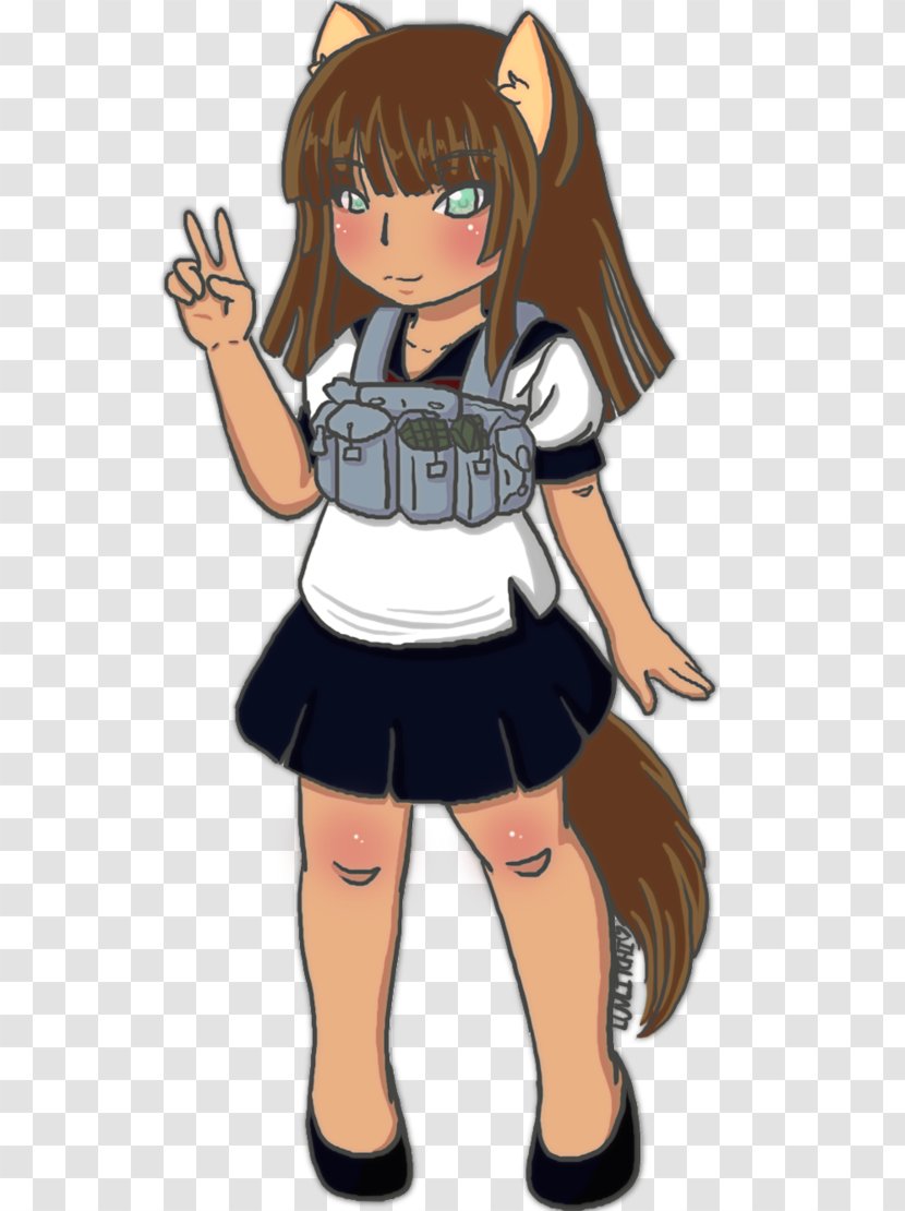 Finger School Uniform Human Illustration Brown Hair - Flower - Litchi Transparent PNG