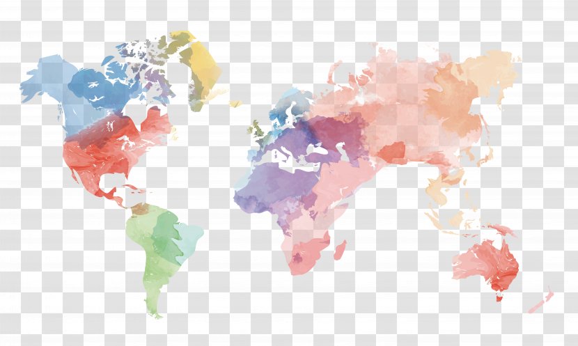 Globe United States World Map - Mapa Polityczna - Vector Creative Watercolor Material Transparent PNG